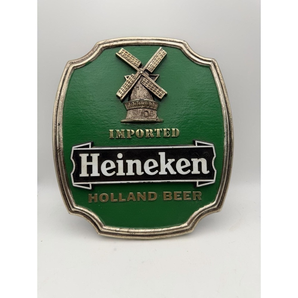Vintage Heineken Holland Beer Imported Bar Sign Plaque Counter Display 9"